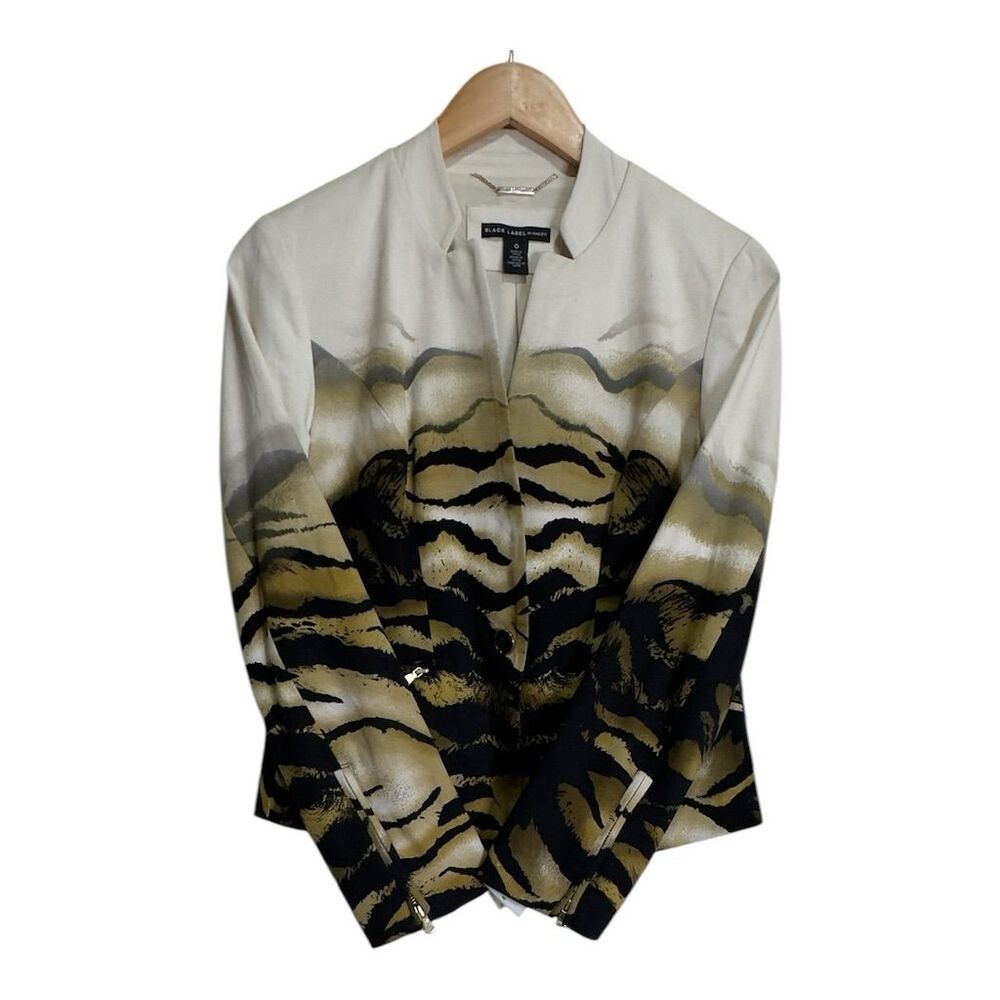 Chico's Black Label Women's Animal Print Jacket Zipper Sleeves Size 0 Mu… - Picture 3 of 16